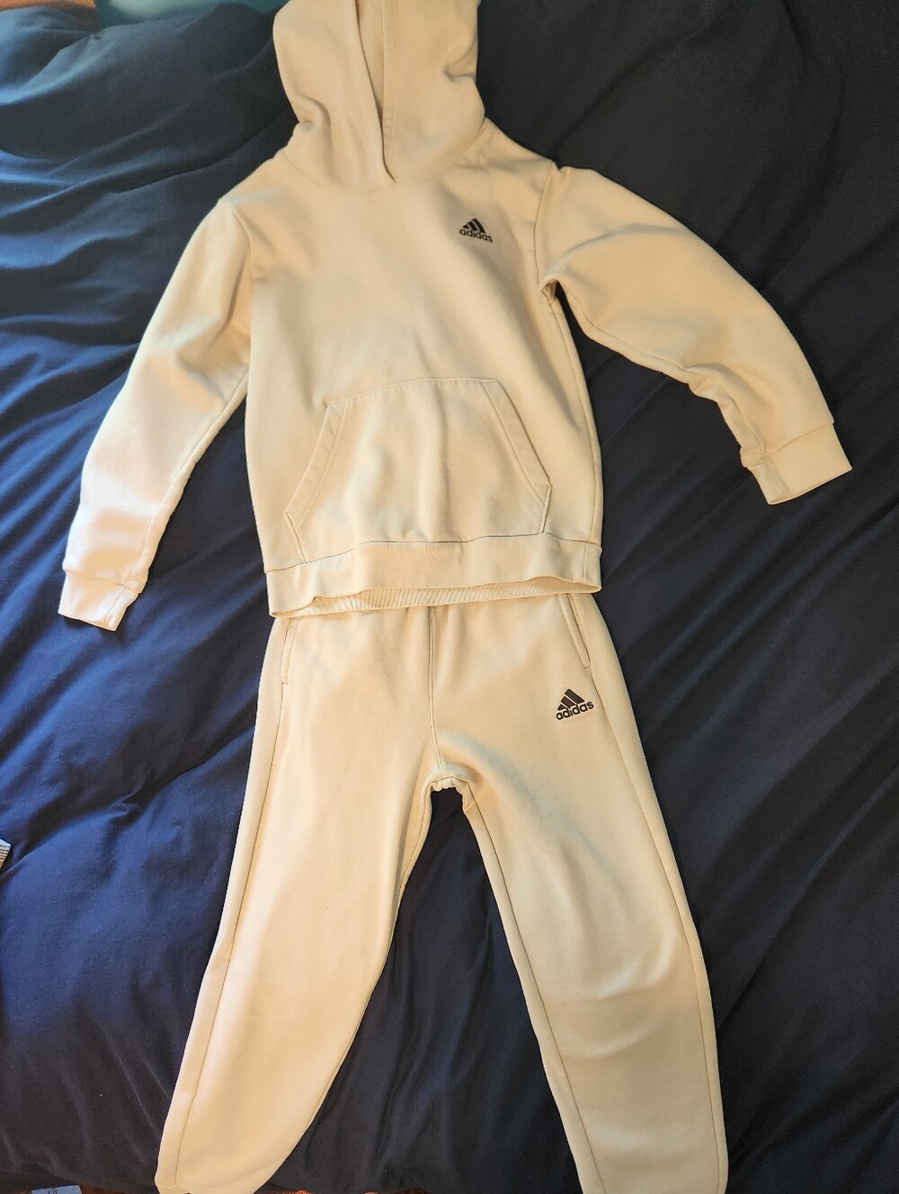 Adidas Kids Cream Hoodie & Joggers Set - Soft Cream Two-Piece Size M